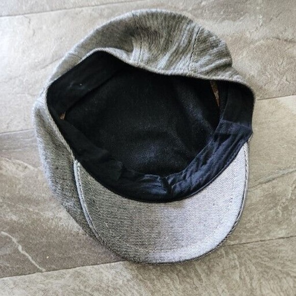 Cabbie Newsboy Hat Gray/Blue Striped Men's Size L/XL - Picture 3 of 4